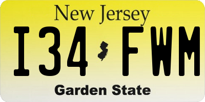 NJ license plate I34FWM