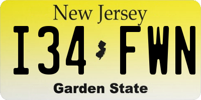 NJ license plate I34FWN