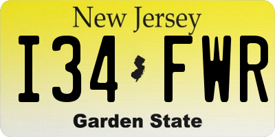 NJ license plate I34FWR