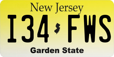 NJ license plate I34FWS