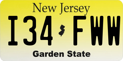 NJ license plate I34FWW