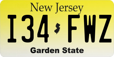 NJ license plate I34FWZ