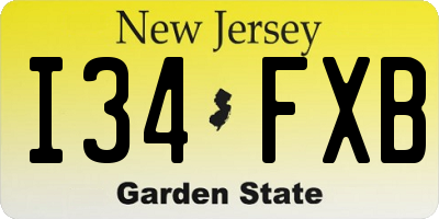 NJ license plate I34FXB