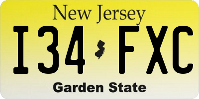 NJ license plate I34FXC