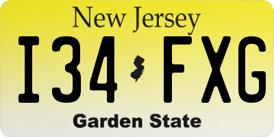 NJ license plate I34FXG