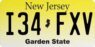 NJ license plate I34FXV