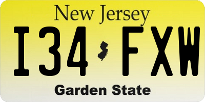 NJ license plate I34FXW