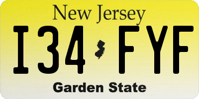 NJ license plate I34FYF