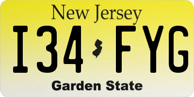 NJ license plate I34FYG