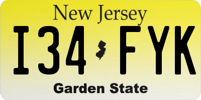 NJ license plate I34FYK