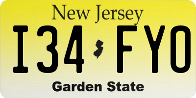 NJ license plate I34FYO