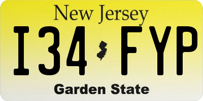 NJ license plate I34FYP