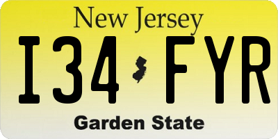 NJ license plate I34FYR