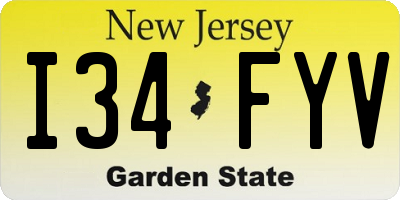 NJ license plate I34FYV