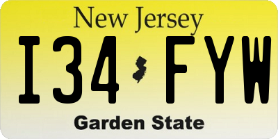 NJ license plate I34FYW