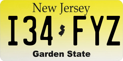 NJ license plate I34FYZ