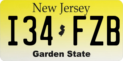 NJ license plate I34FZB