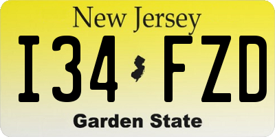 NJ license plate I34FZD