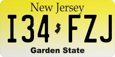 NJ license plate I34FZJ