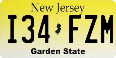 NJ license plate I34FZM