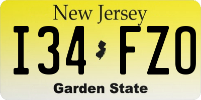NJ license plate I34FZO
