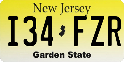 NJ license plate I34FZR