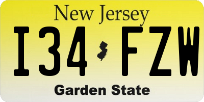 NJ license plate I34FZW