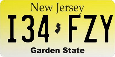 NJ license plate I34FZY
