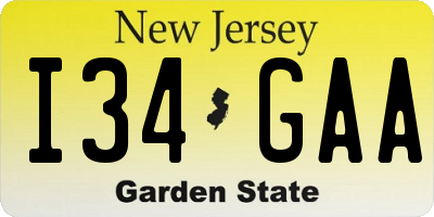 NJ license plate I34GAA