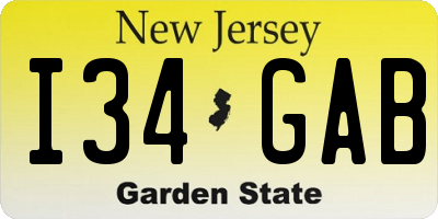 NJ license plate I34GAB