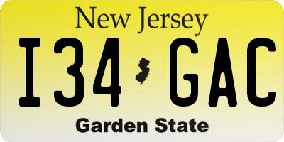 NJ license plate I34GAC