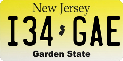 NJ license plate I34GAE