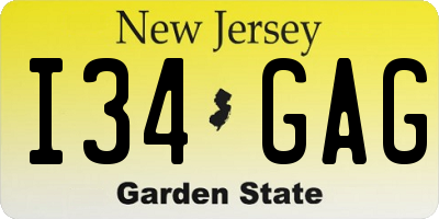 NJ license plate I34GAG