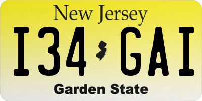 NJ license plate I34GAI