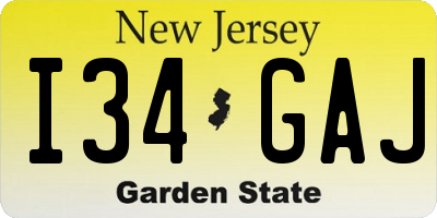 NJ license plate I34GAJ
