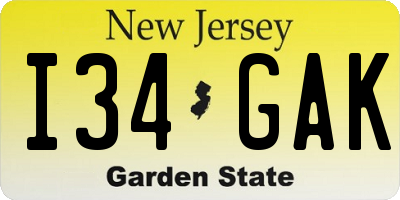 NJ license plate I34GAK