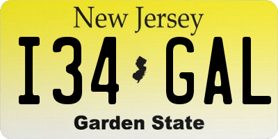 NJ license plate I34GAL