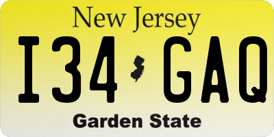 NJ license plate I34GAQ