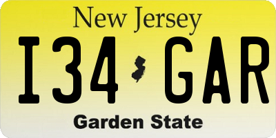NJ license plate I34GAR