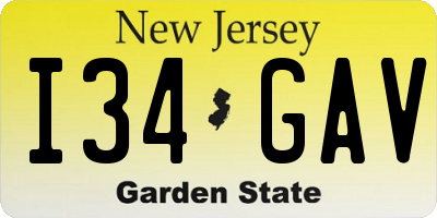 NJ license plate I34GAV