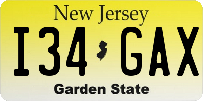 NJ license plate I34GAX