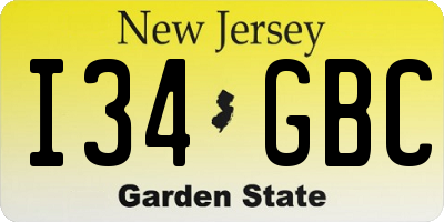 NJ license plate I34GBC