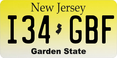 NJ license plate I34GBF