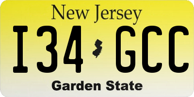 NJ license plate I34GCC
