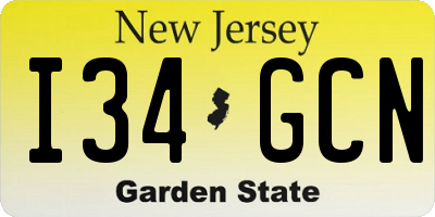 NJ license plate I34GCN