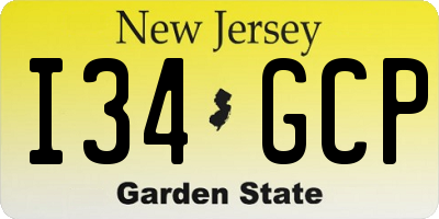 NJ license plate I34GCP