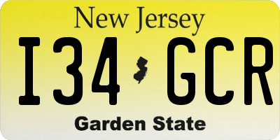 NJ license plate I34GCR