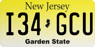 NJ license plate I34GCU