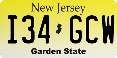 NJ license plate I34GCW