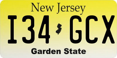 NJ license plate I34GCX